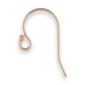 🔗 Earhook / Shepherd Hook (Medium #2 with Beaded End) in 14ct Pink Gold Filled | Pair 💍💍