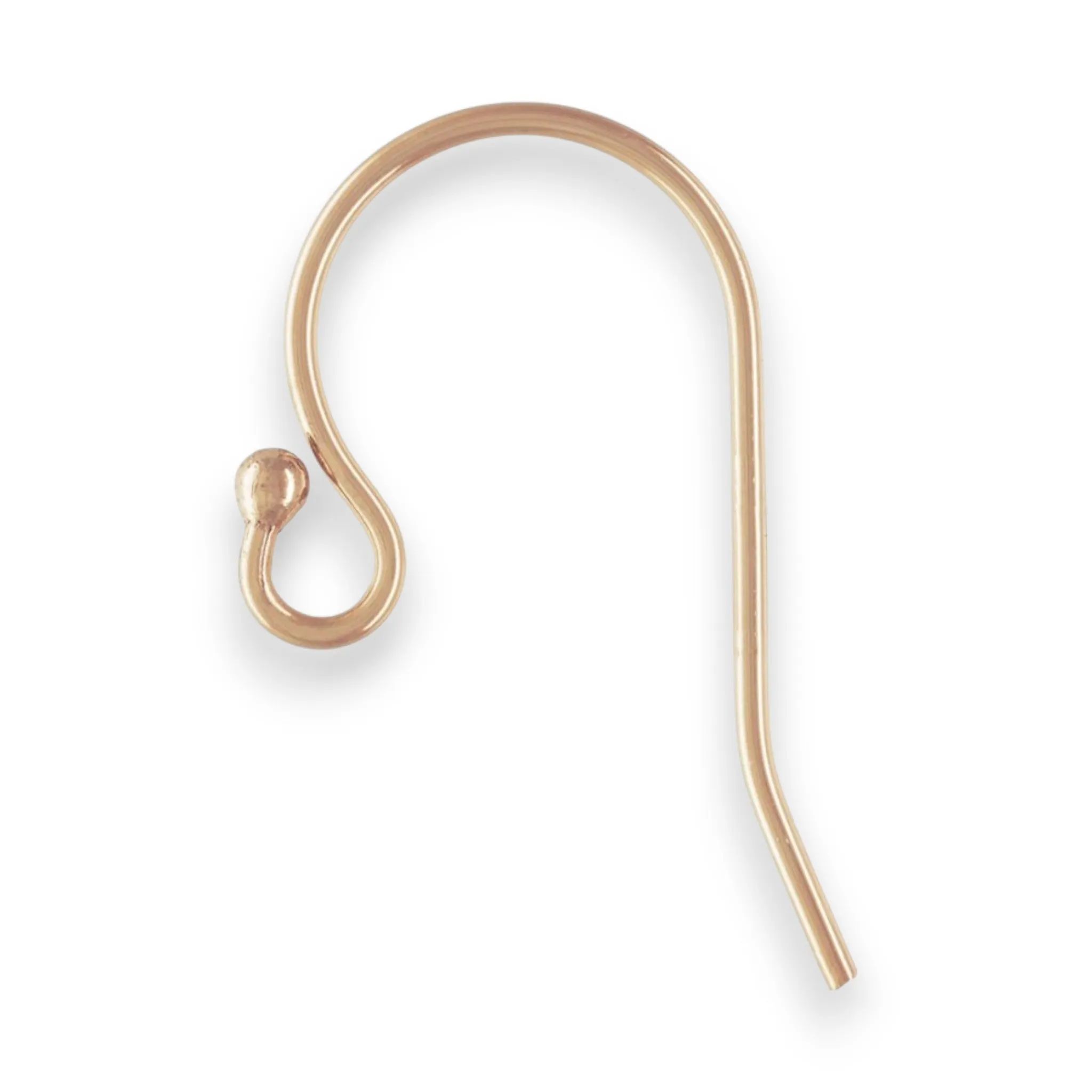 🔗 Earhook / Shepherd Hook (Medium #2 with Beaded End) in 14ct Pink Gold Filled | Pair 💍💍