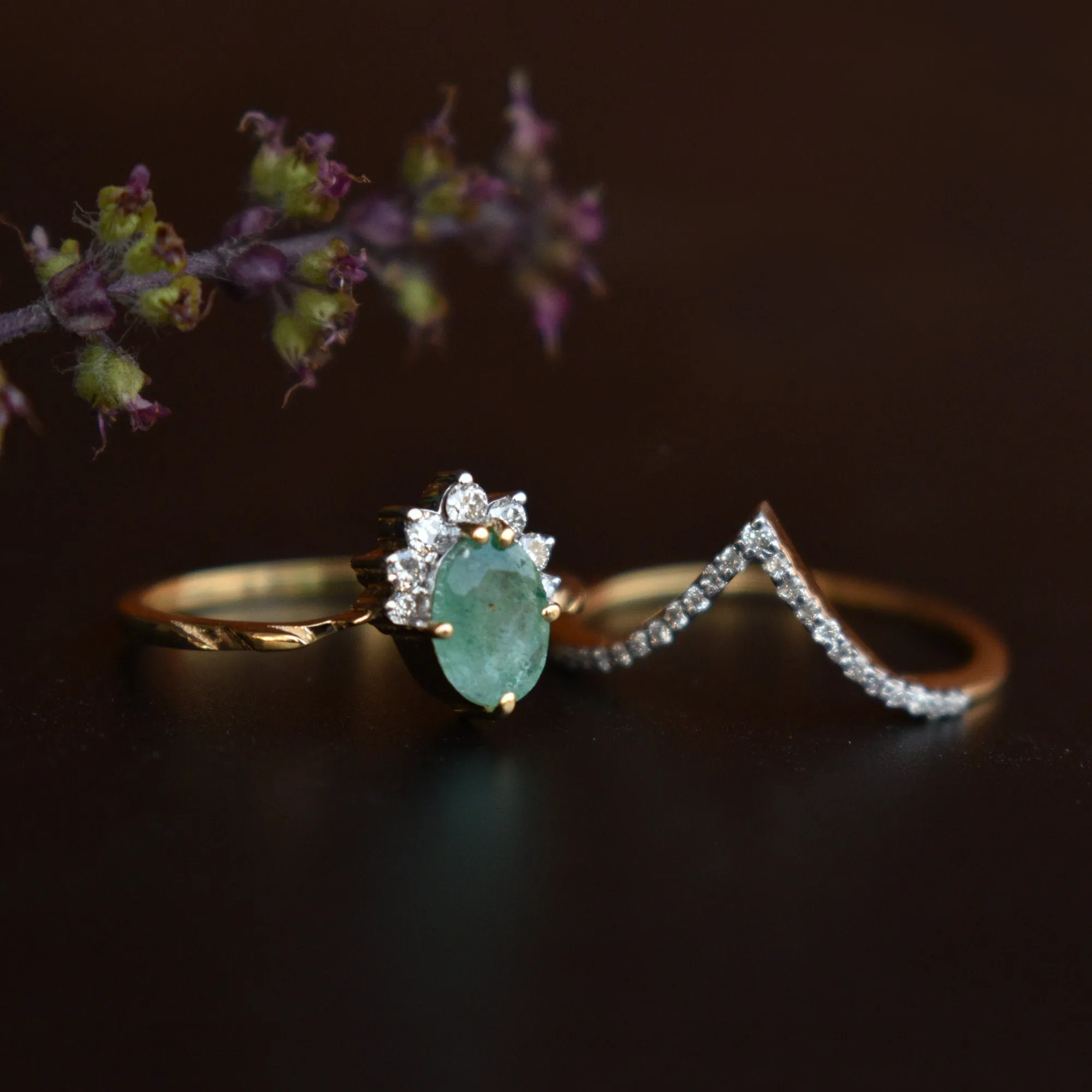 0.75Ct Oval Green Quartz CROSSOVER Set