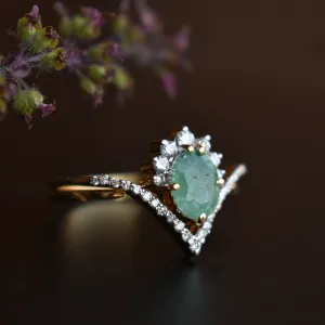 0.75Ct Oval Green Quartz CROSSOVER Set