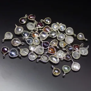 10 pc, 9-10mm, Mystic Coated Multi Gemstone Faceted Heart Drop Charm Pendant, Multi Gemstone Charm
