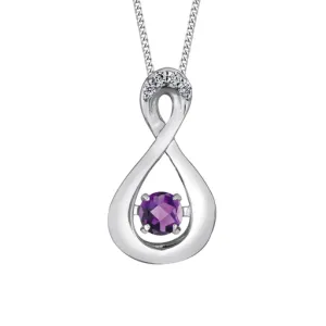 10K White Gold (February) Birthstone Dancing Amethyst and Diamond Infinity Pendant