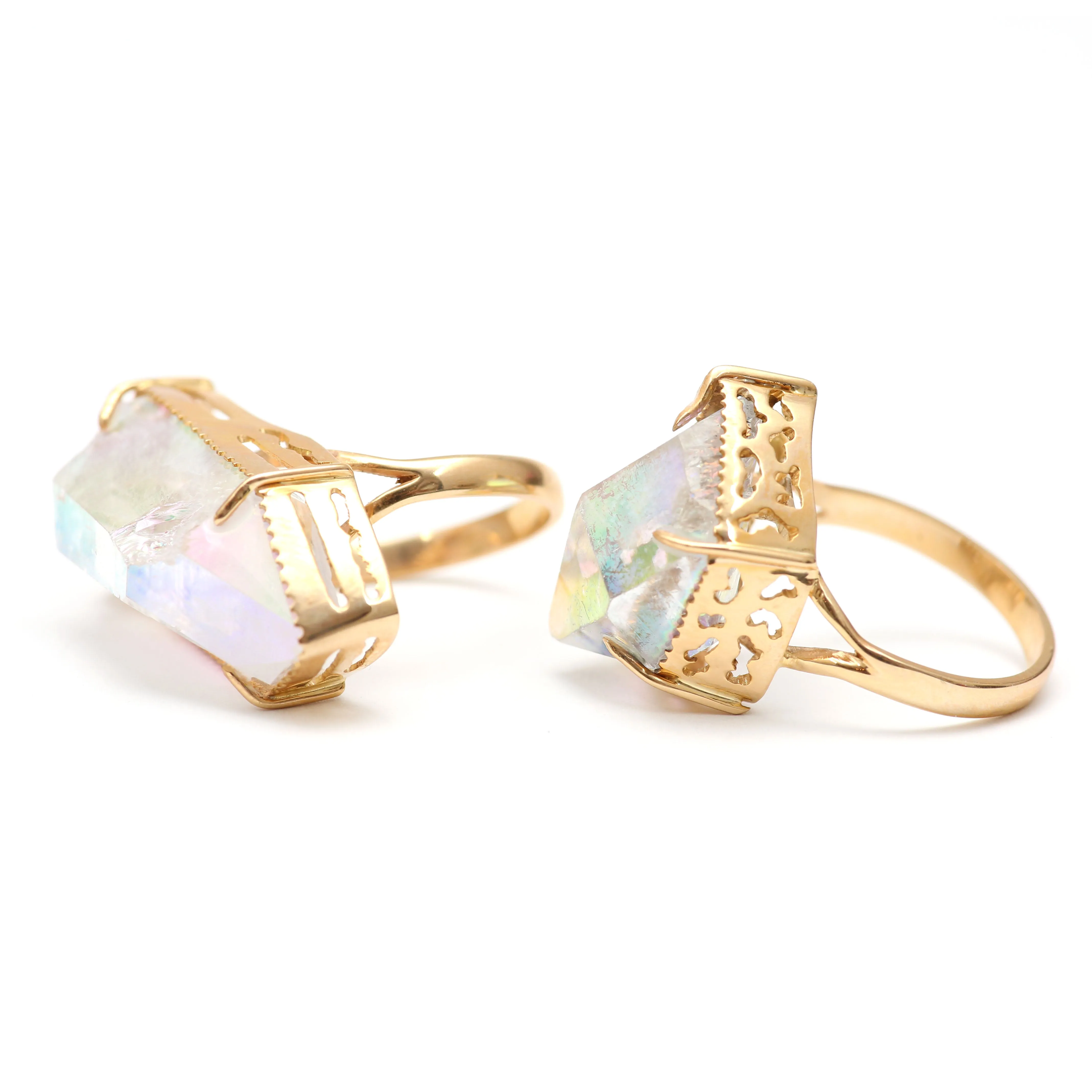 14k Angel Aura Quartz Crystal Rings