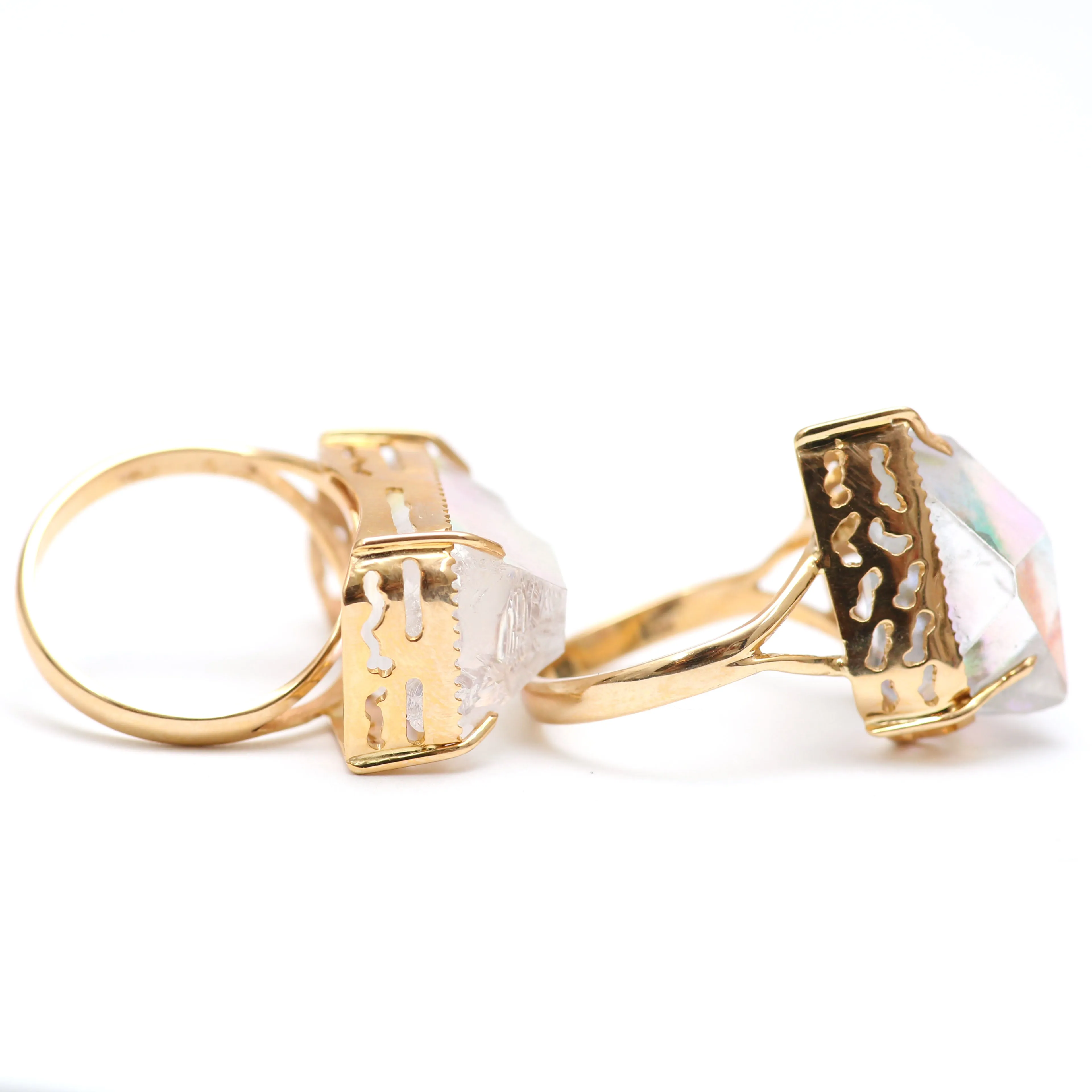 14k Angel Aura Quartz Crystal Rings