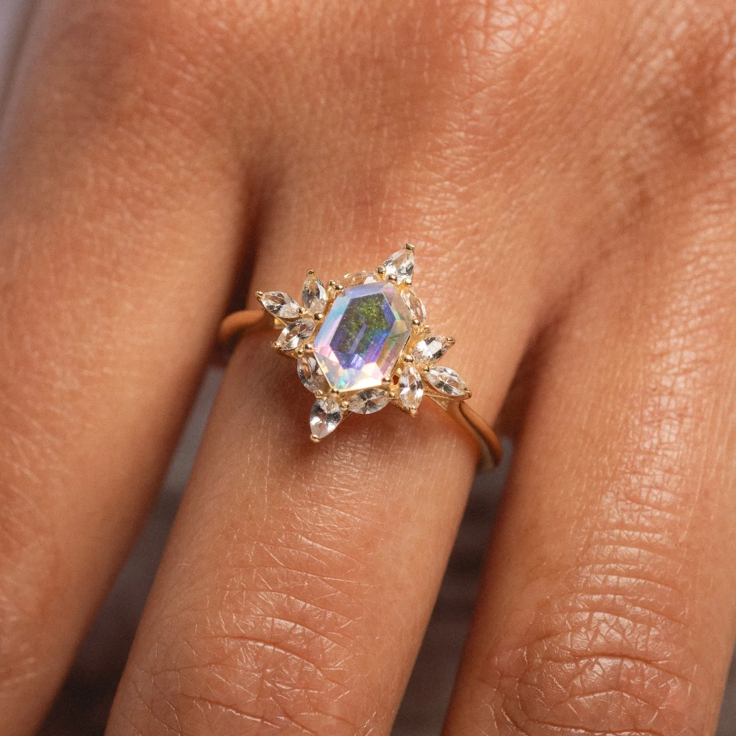 14k Angel Aura Quartz Splendor Statement Ring