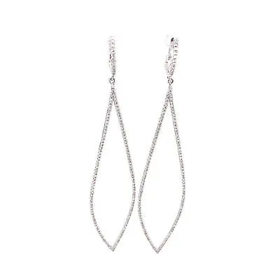 14K Diamond Long Hanging Earring White Gold