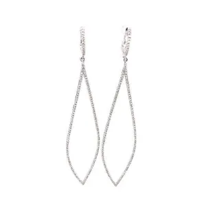 14K Diamond Long Hanging Earring White Gold