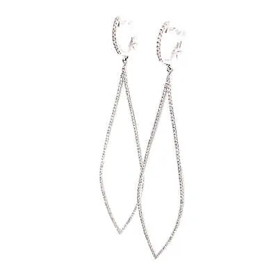 14K Diamond Long Hanging Earring White Gold