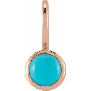 14K Rose Natural Turquoise Charm/Pendant
