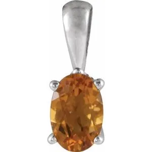 14K White Citrine Pendant