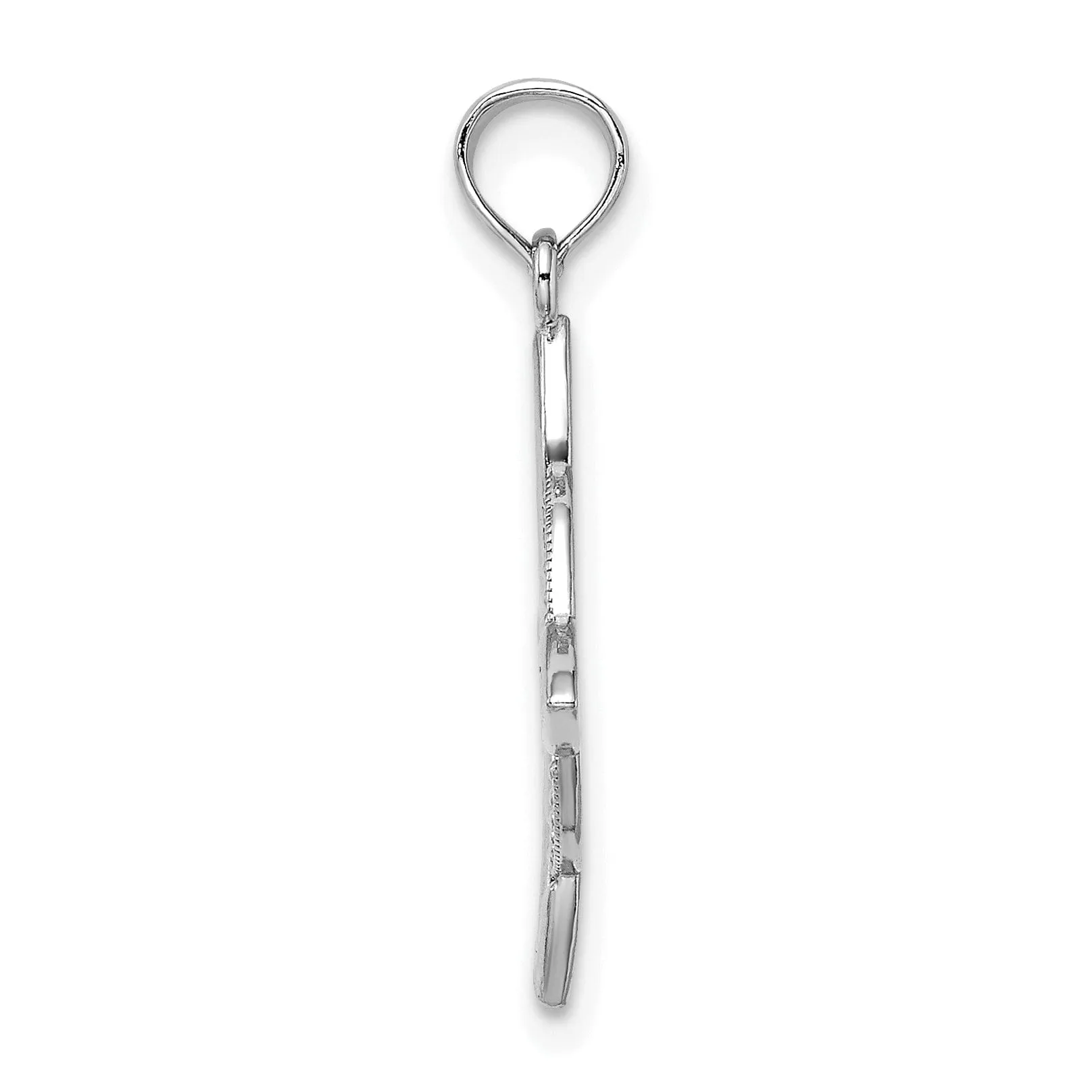 14k White Gold Open Back Polished Finish Beaded Small Celtic Eternity Knot Design Charm Pendant