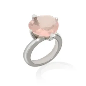 14k White Gold Rose Quartz Ring