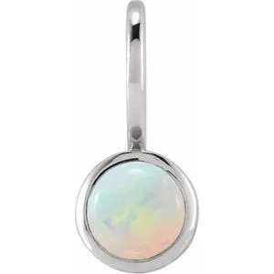 14K White Natural White Opal Charm/Pendant