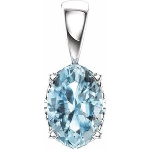 14K White Sky Blue Topaz Pendant