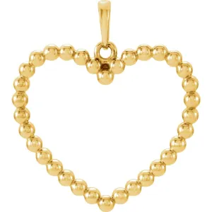 14k Yellow Gold Beaded Heart Pendant