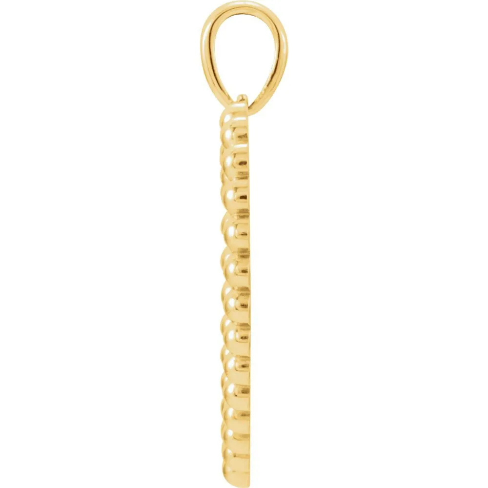 14k Yellow Gold Beaded Heart Pendant