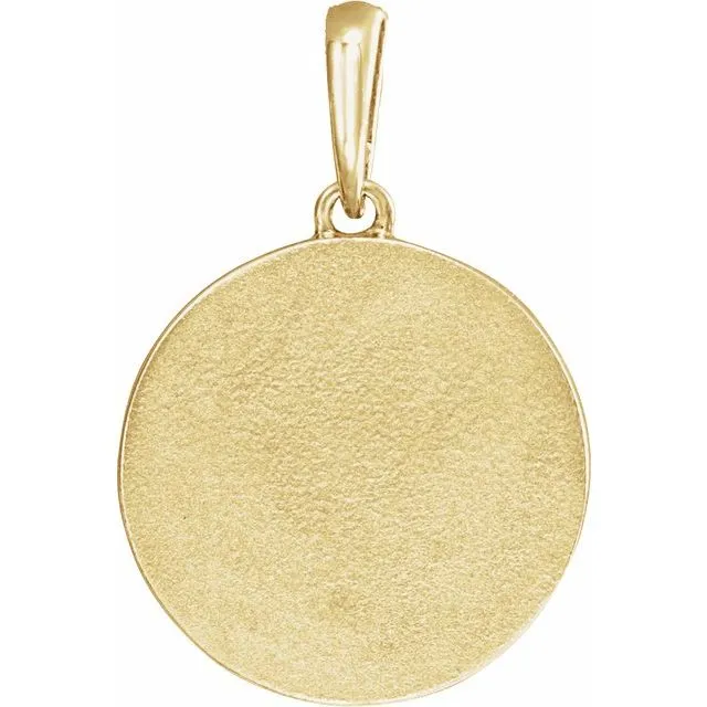 14K Yellow Gold Petite Multi-Gemstone Celestial Coin Pendant