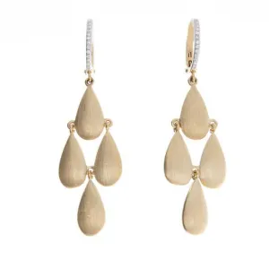 14k Yellow Gold Textured Drop Earrings
