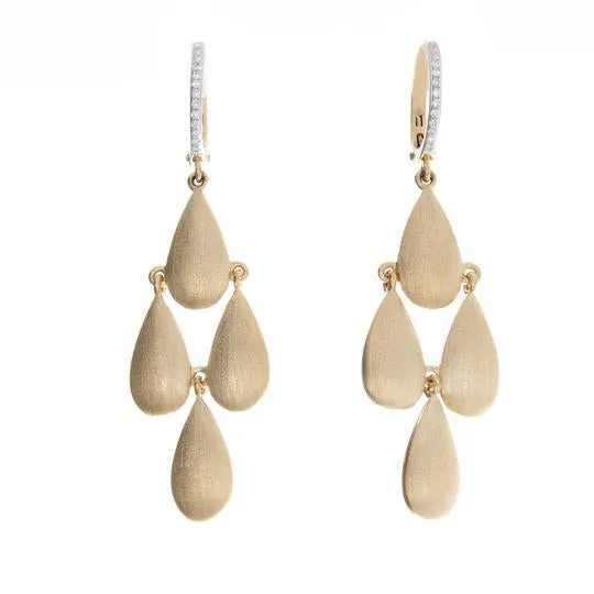 14k Yellow Gold Textured Drop Earrings