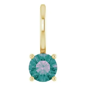 14K Yellow Imitation Alexandrite Solitaire Charm/Pendant