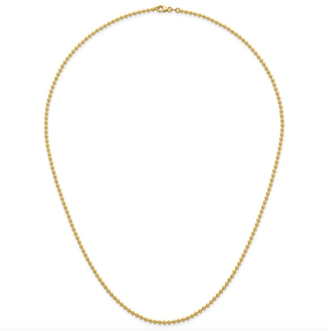 14KT Yellow Gold 2.5mm Beaded Ball Link Chain Necklace