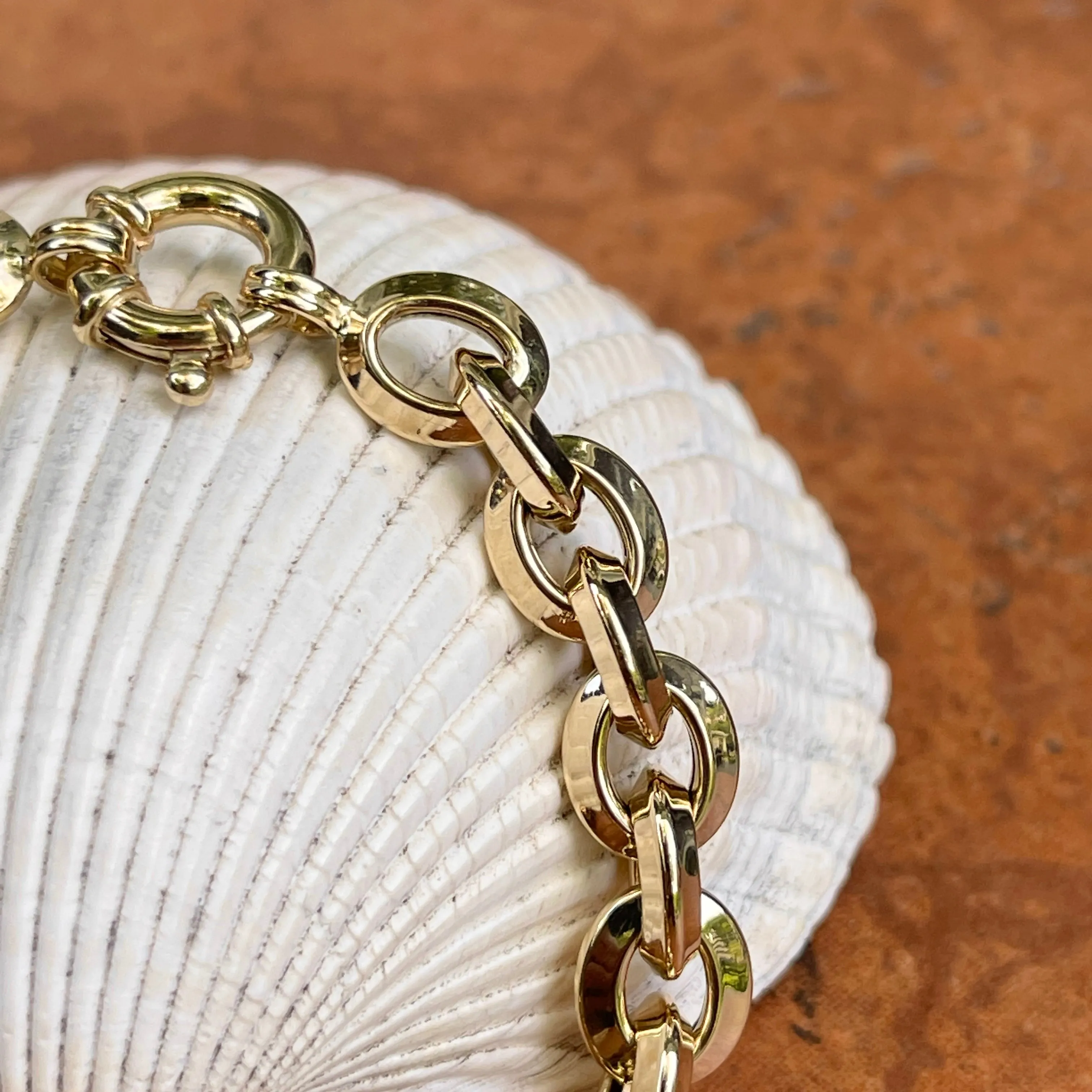 14KT Yellow Gold Knife-Edge Oval Chain Link Bracelet