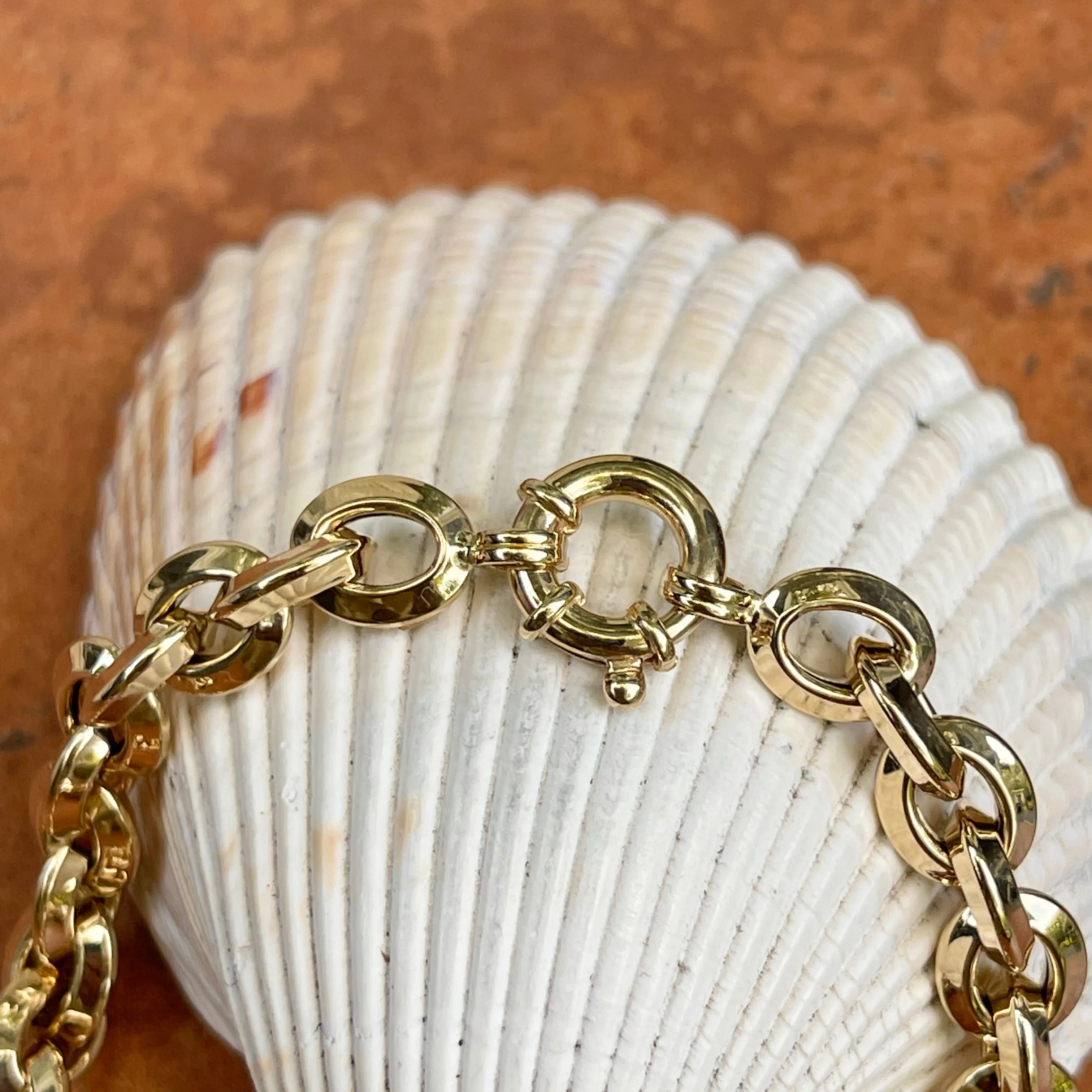 14KT Yellow Gold Knife-Edge Oval Chain Link Bracelet