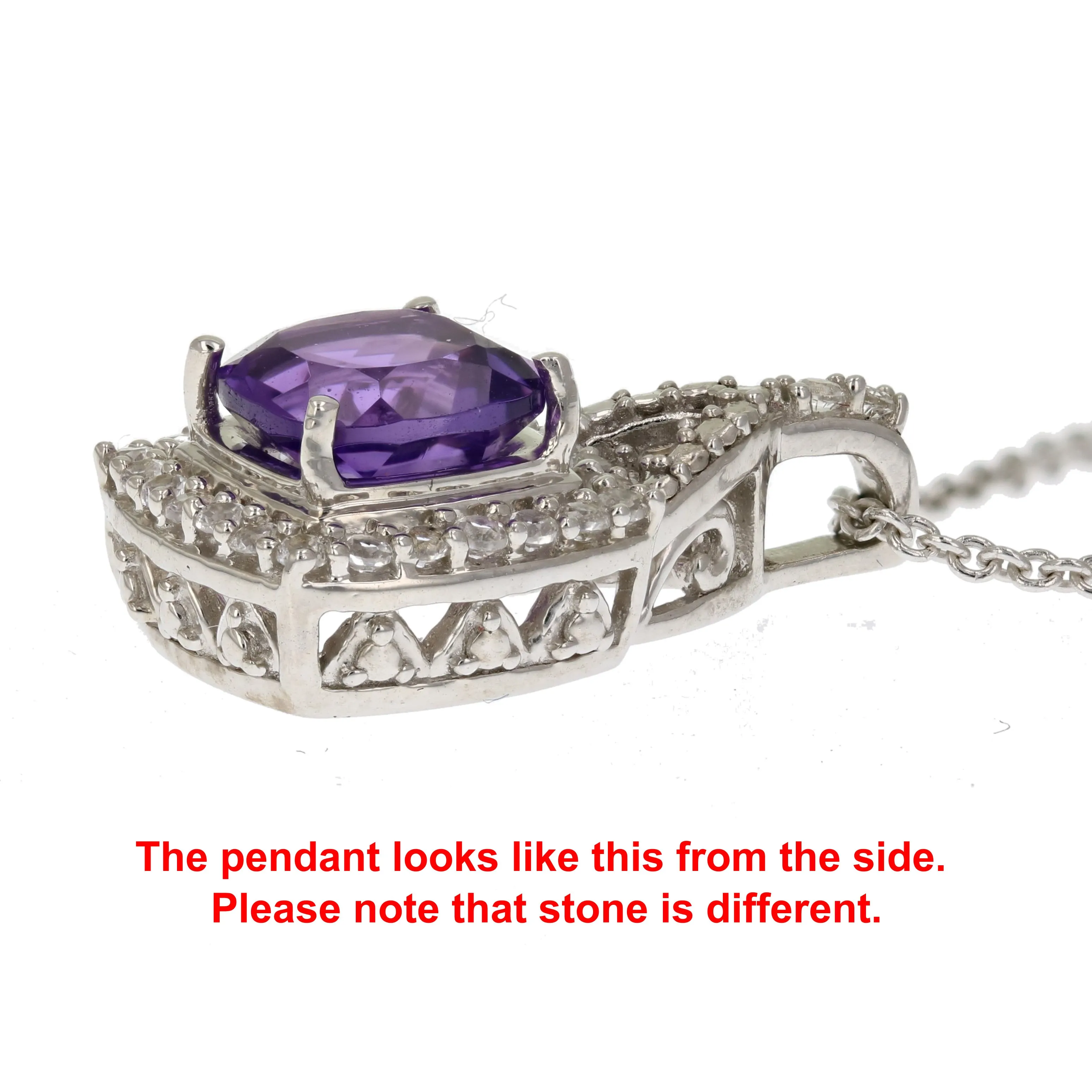 1.50 cttw Cushion Created White Sapphire Pendant .925 Sterling Silver with Chain