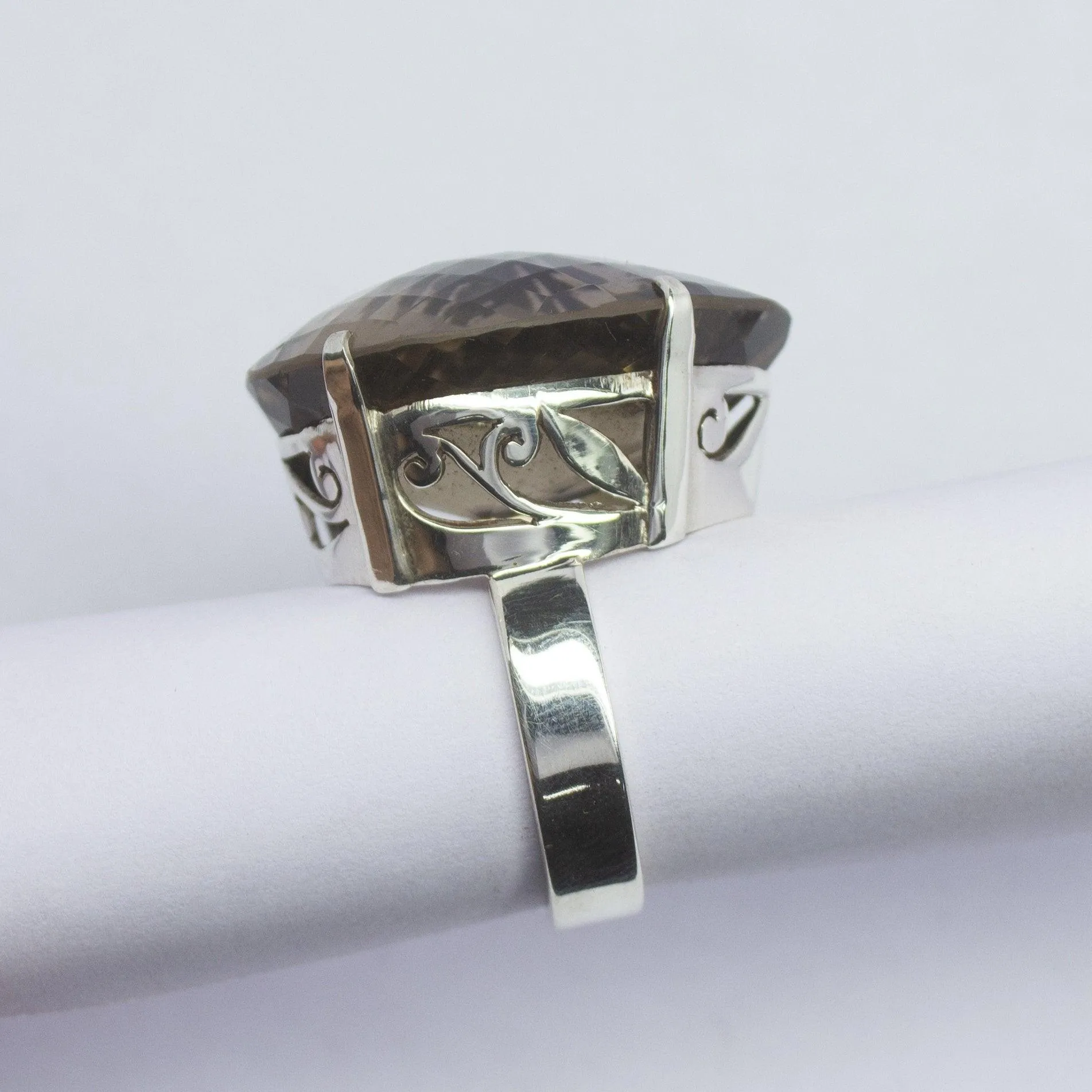 16.60g, Handmade Natural Smoky Quartz Pear 925 Sterling Silver Ring