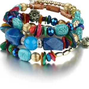 17KM Brand Woman Boho Multilayer Beads Charm Bracelets for Women Vintage Resin Stone Bracelets & Bangles Pulseras Ethnic Jewelry