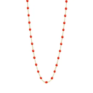 18K Gold and Coral Resin Beaded "Classic" Necklace