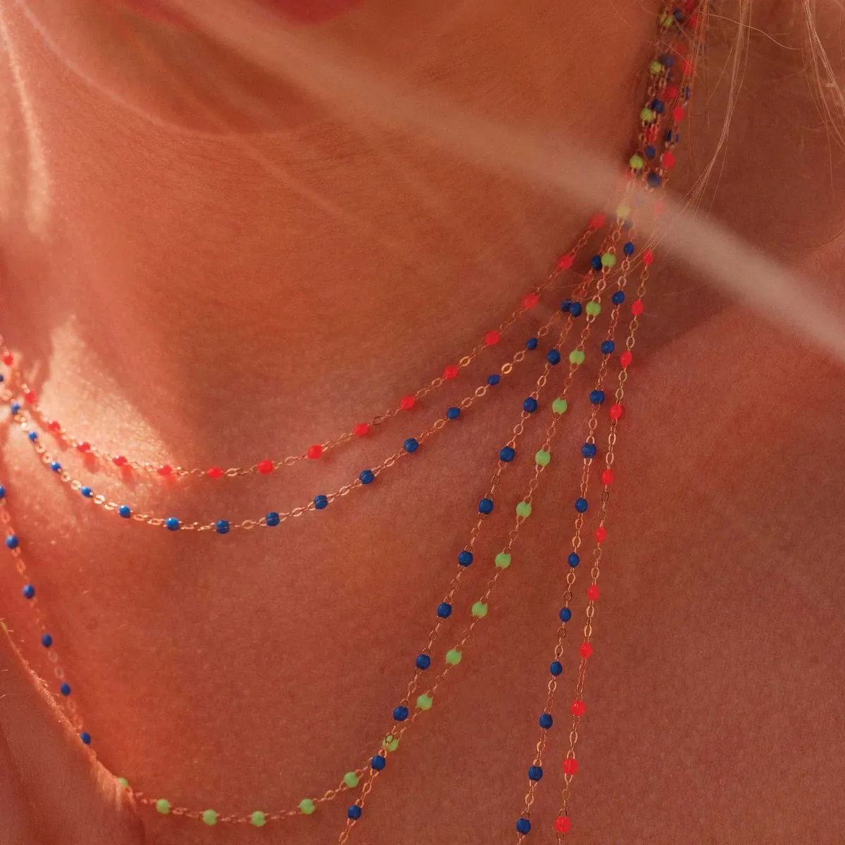 18K Gold and Coral Resin Beaded "Classic" Necklace
