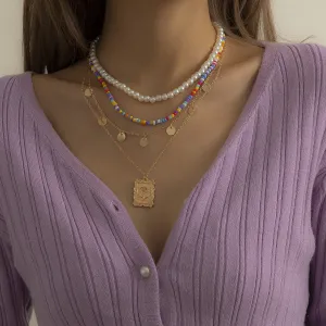 18K Gold-Plated Rose Card Pendant Necklace Set