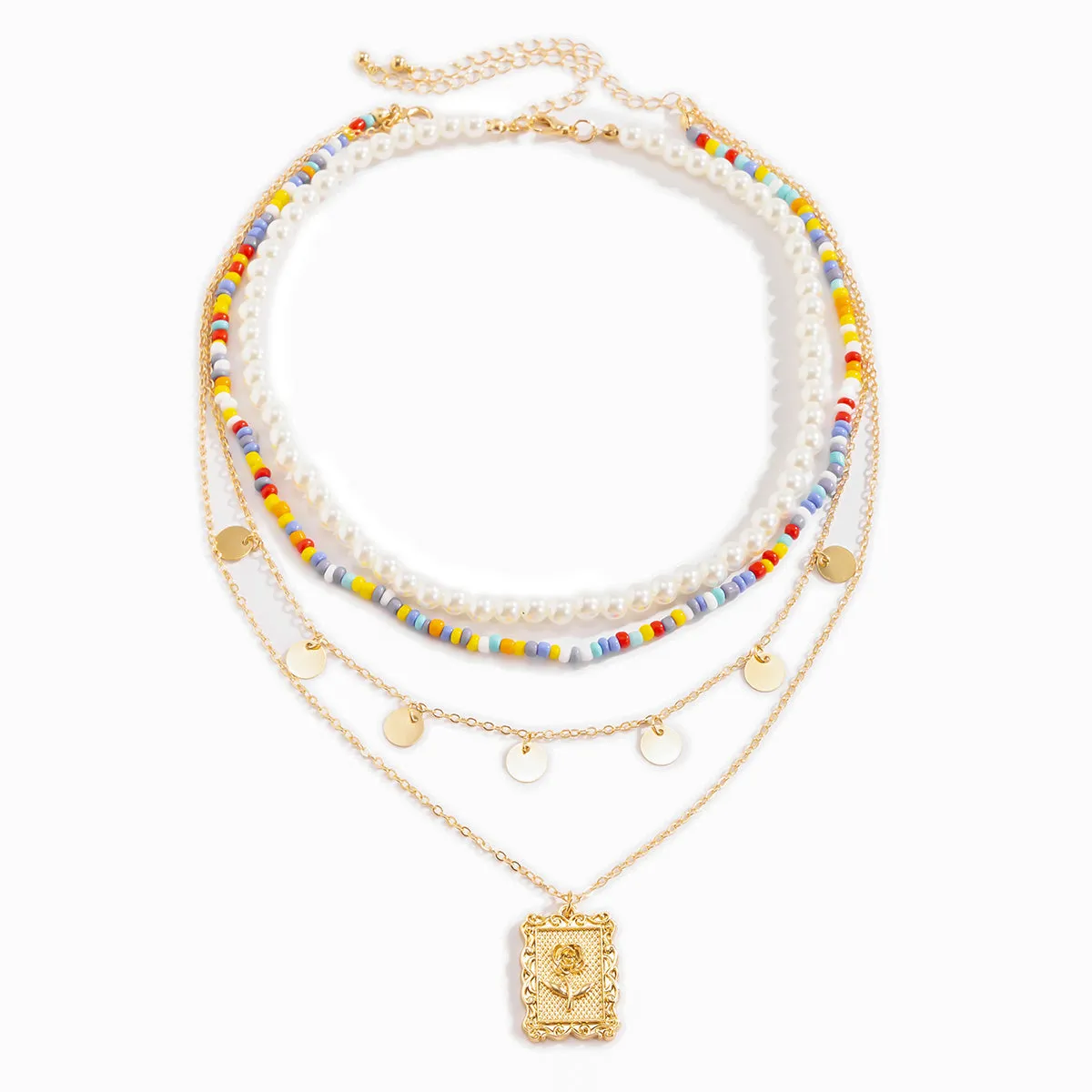 18K Gold-Plated Rose Card Pendant Necklace Set