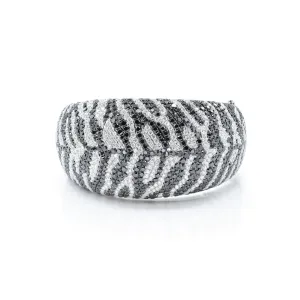 18kt White Gold Black and White Diamond Zebra Print Bangle