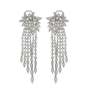 18KT White Gold Diamond Burst Chandelier Earrings