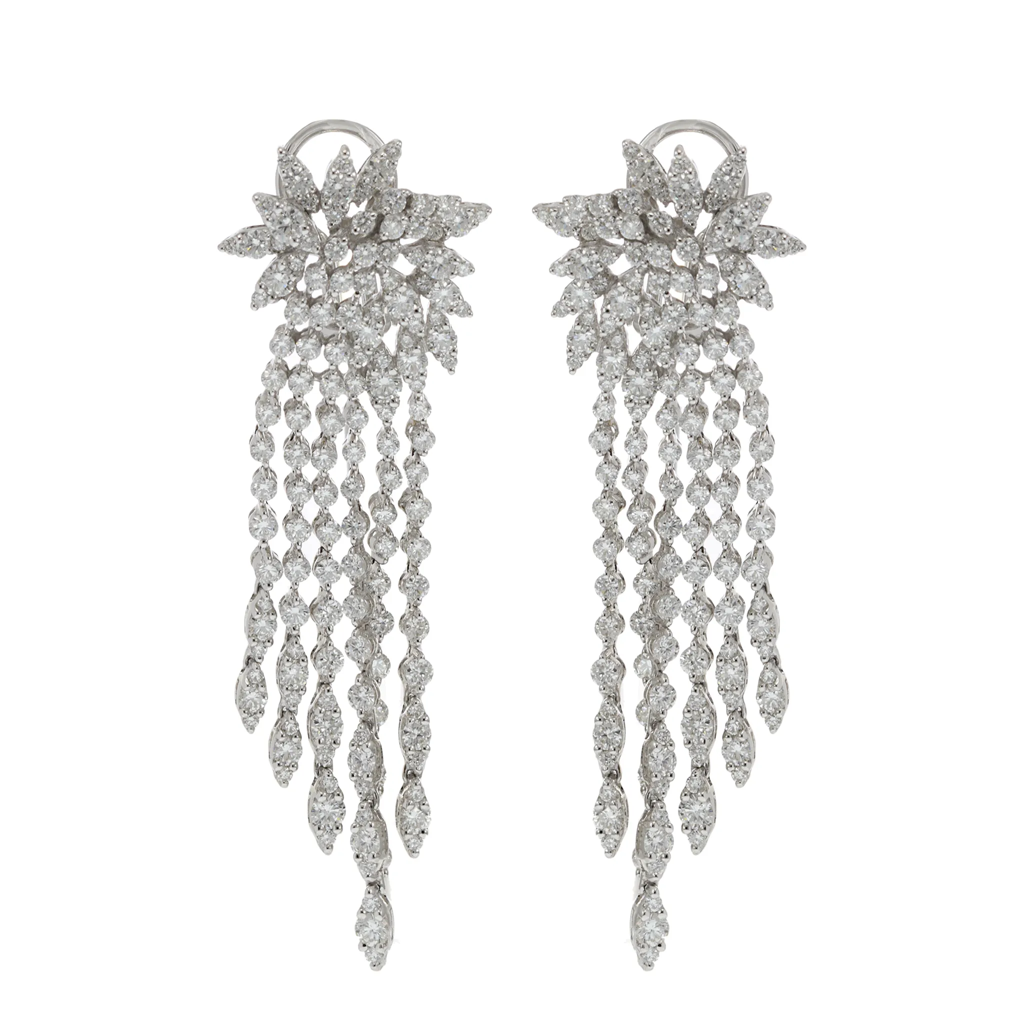 18KT White Gold Diamond Burst Chandelier Earrings