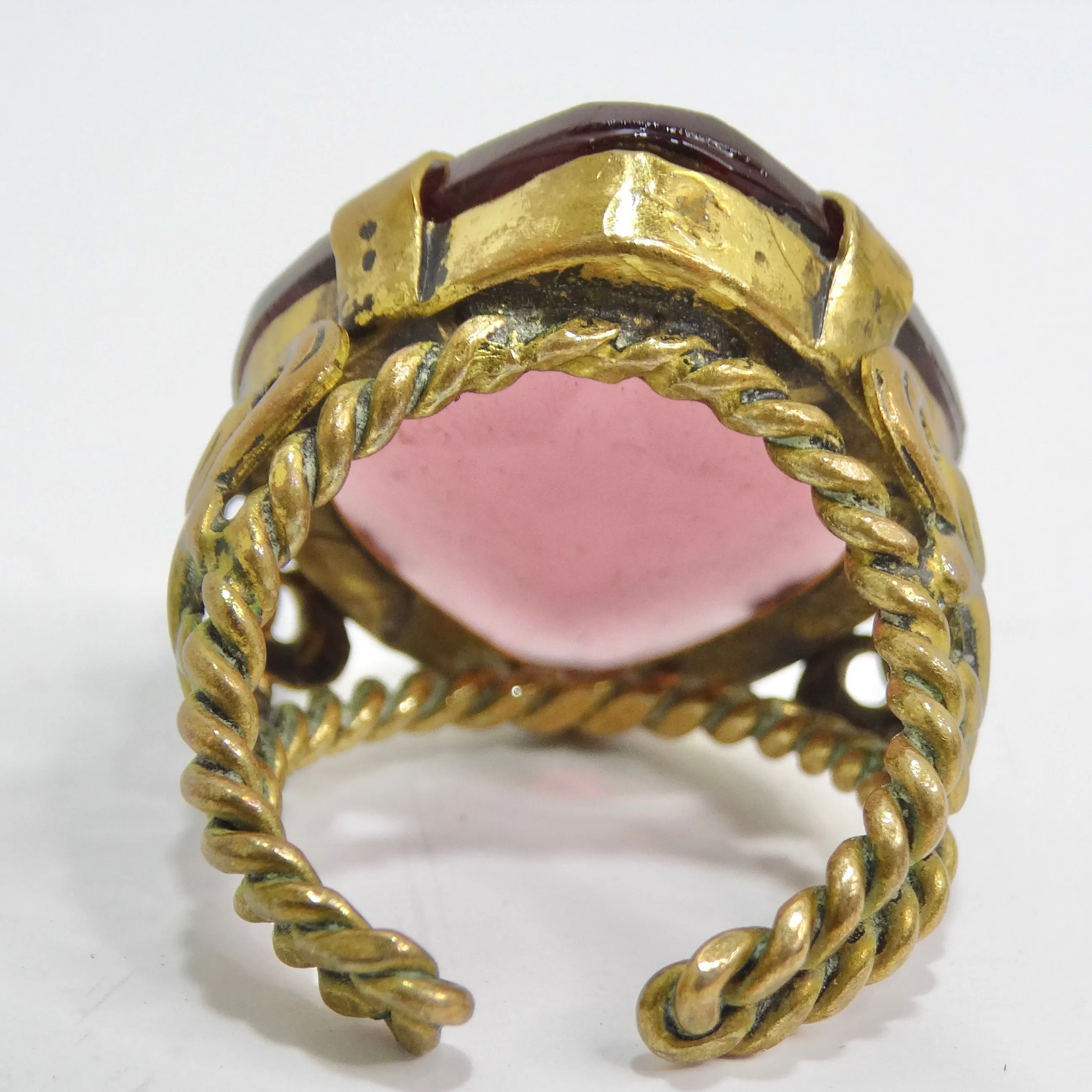 1960s West Germany Gold Plated Synthetic Quartz Ring