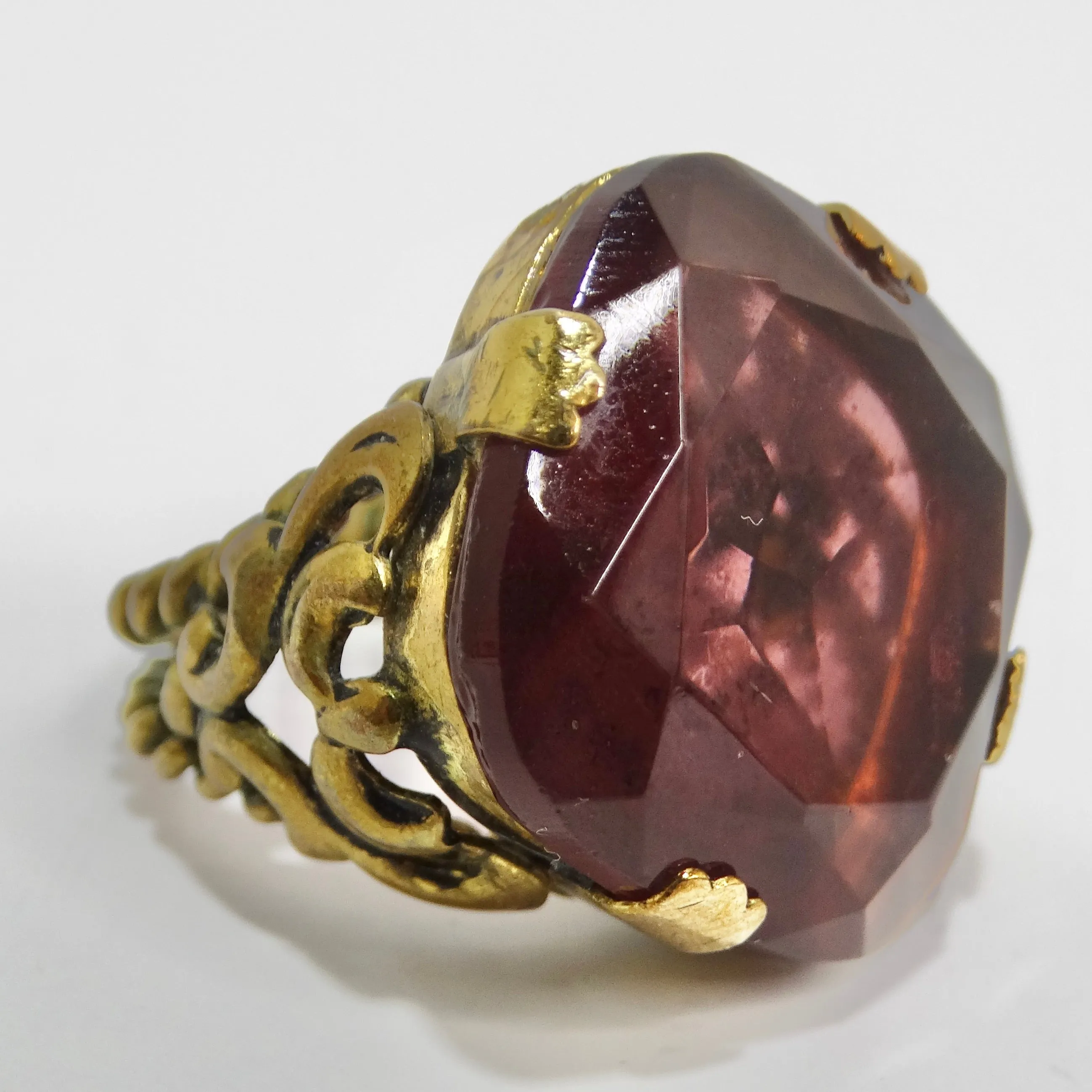 1960s West Germany Gold Plated Synthetic Quartz Ring