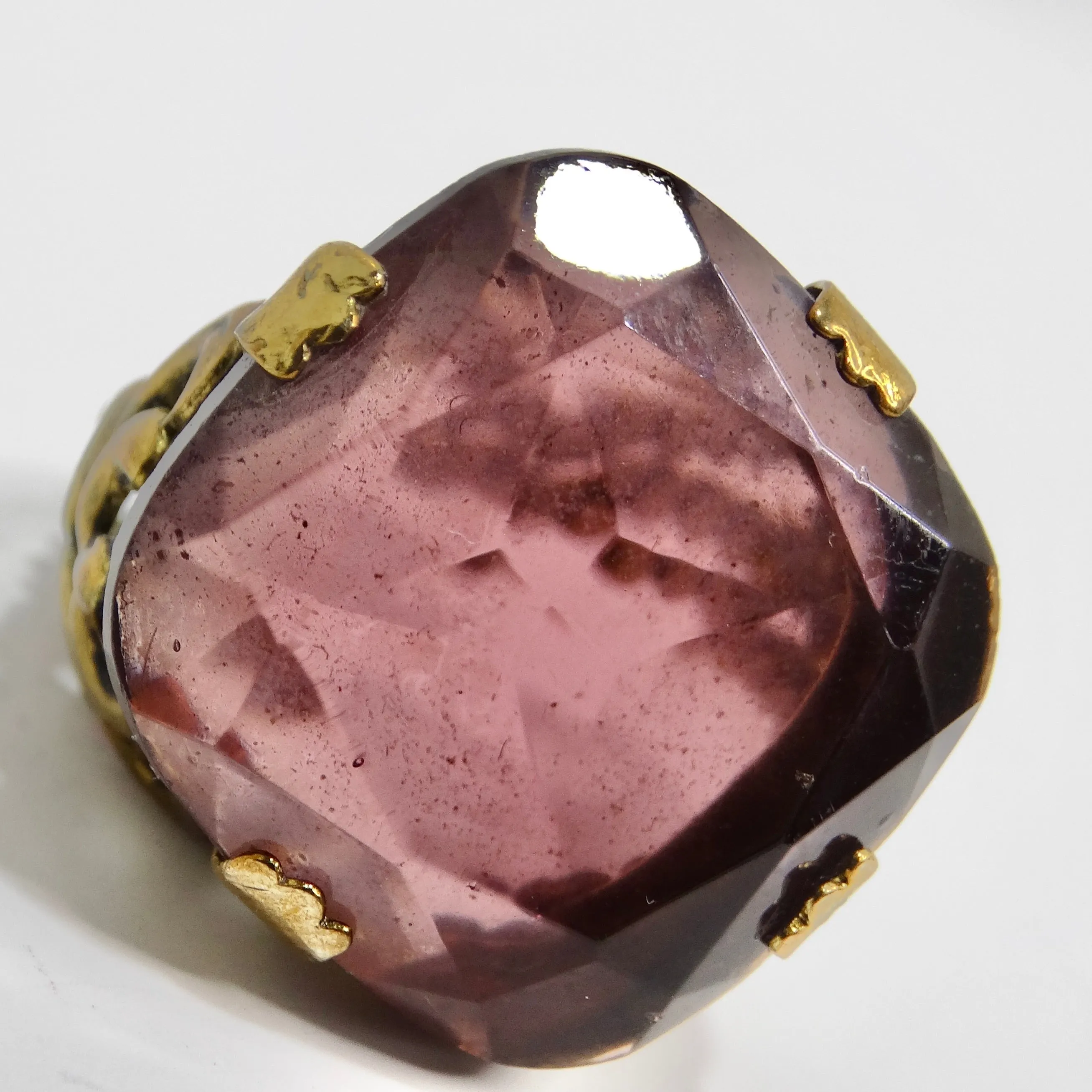 1960s West Germany Gold Plated Synthetic Quartz Ring