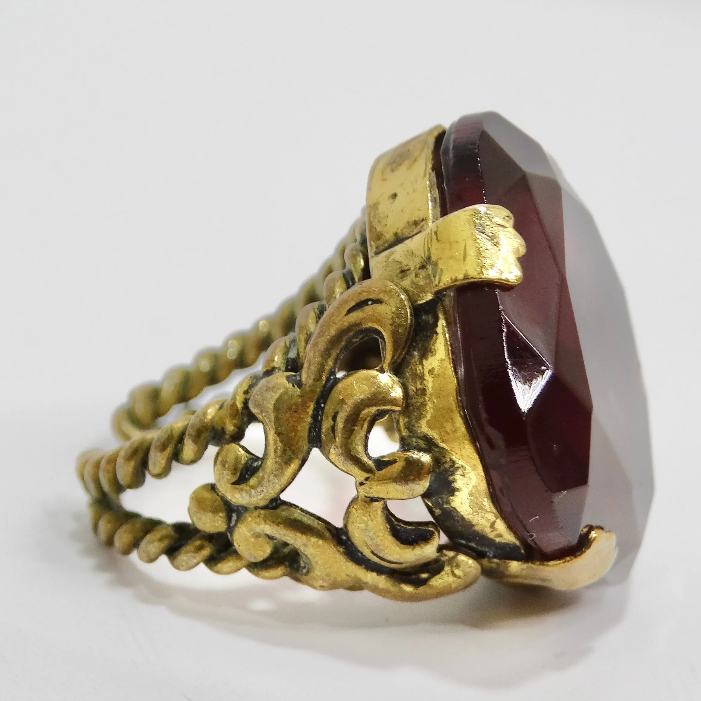 1960s West Germany Gold Plated Synthetic Quartz Ring