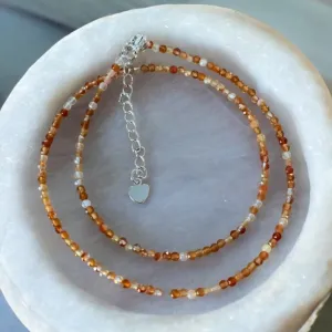 2 mm Carnelian Beaded Necklace