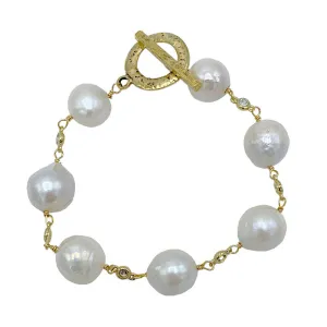 250-01-G | ALEXANDRA BRACELET (WHITE PEARLS ON GOLD)
