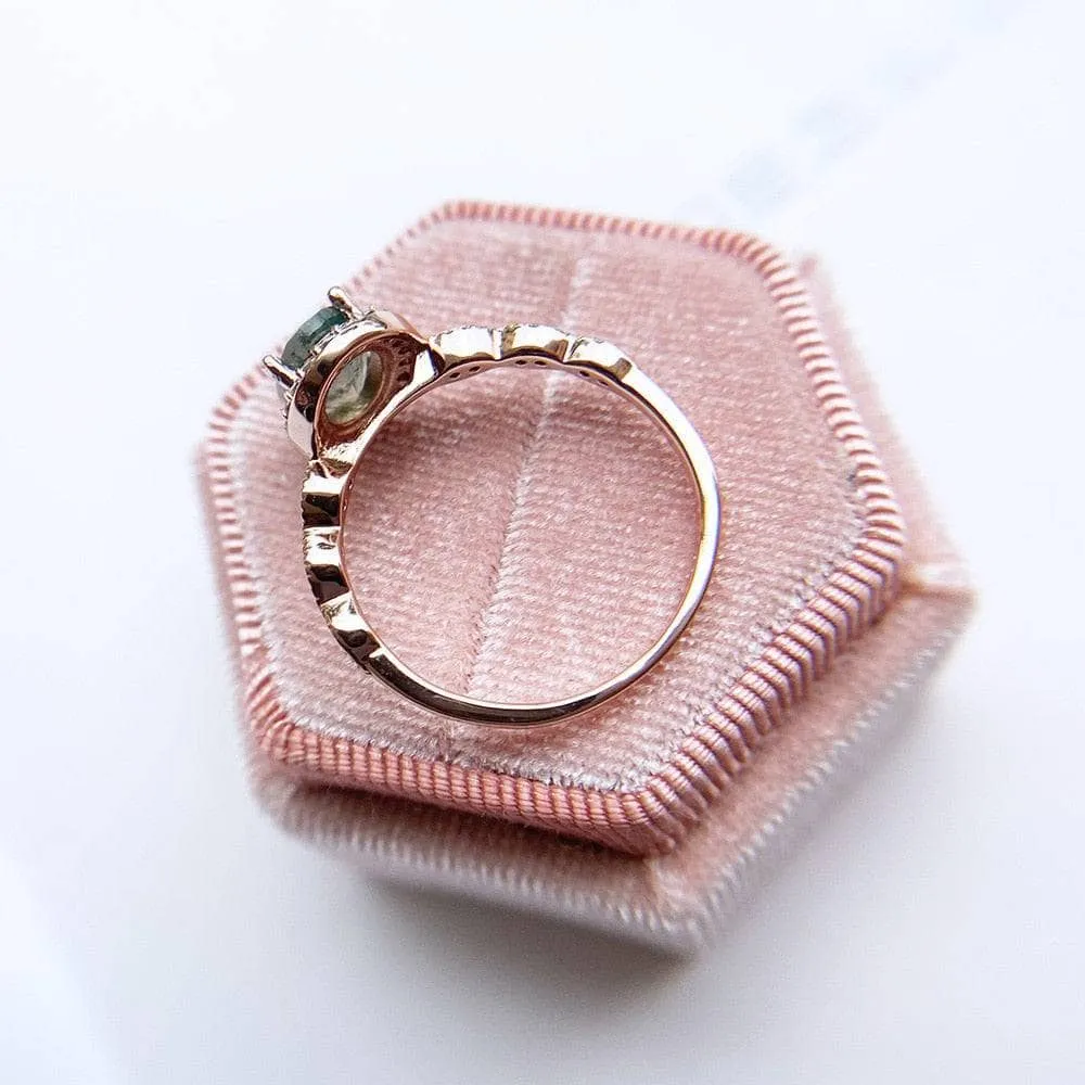 2ct Oval Cut Natural Moss Agate Engagement Ring