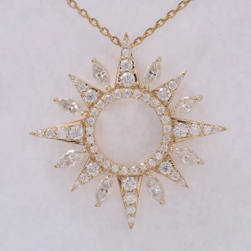 2x4mm Marquise Cut Pendant Necklace 10k Yellow Gold Women Jewelry