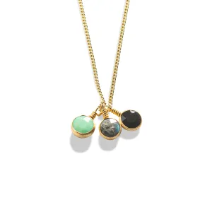 3 Gemstone Wire Wrap Pendants with 24k Gold Fill Chain