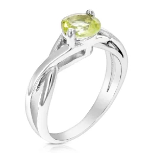 3/4 cttw Lemon Quartz Ring .925 Sterling Silver with Rhodium Round Shape 6 MM
