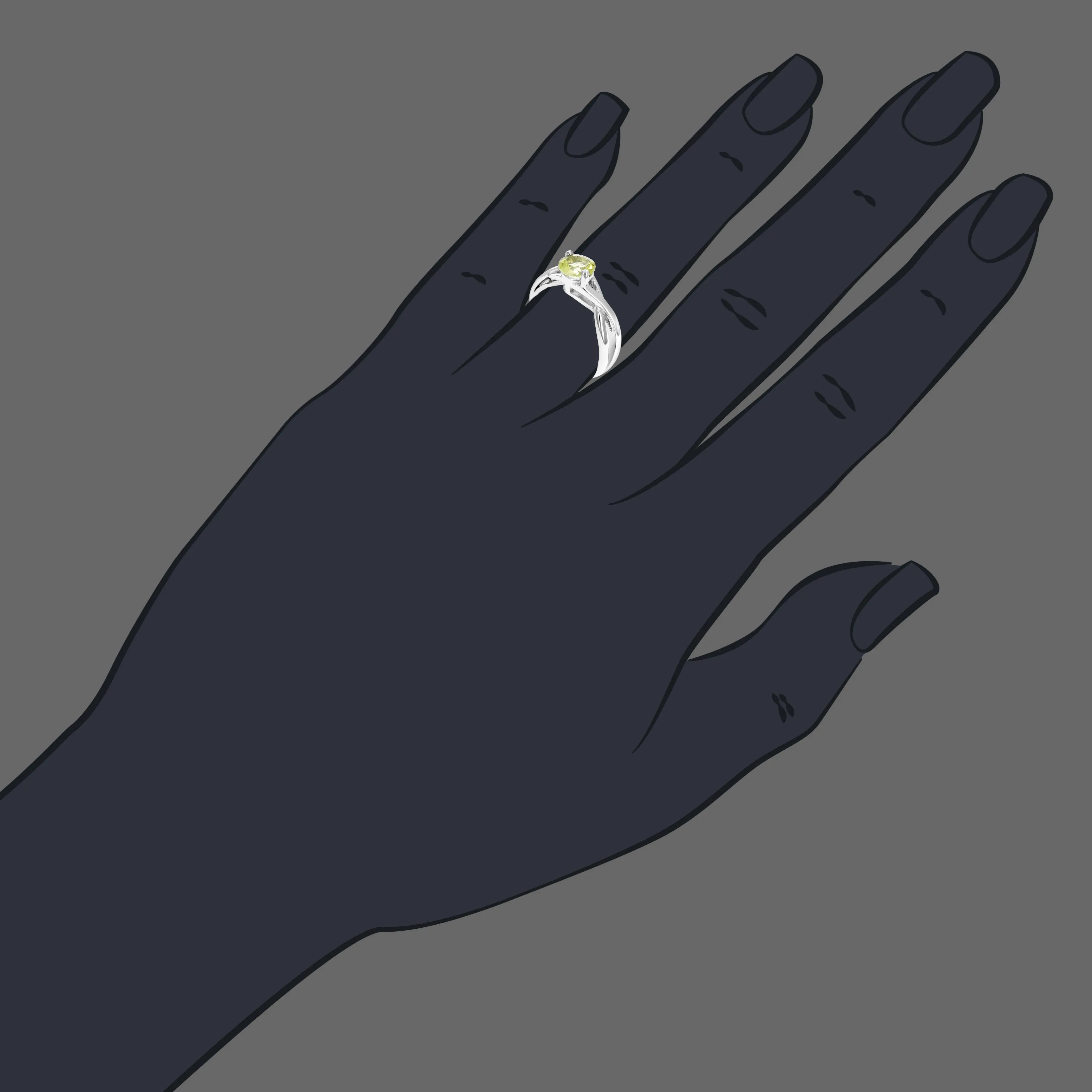 3/4 cttw Lemon Quartz Ring .925 Sterling Silver with Rhodium Round Shape 6 MM