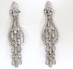 6.00ct natural diamonds modern dangle wishbone petal chandelier earrings 18kt