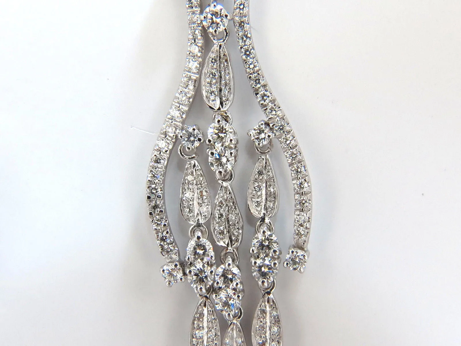 6.00ct natural diamonds modern dangle wishbone petal chandelier earrings 18kt